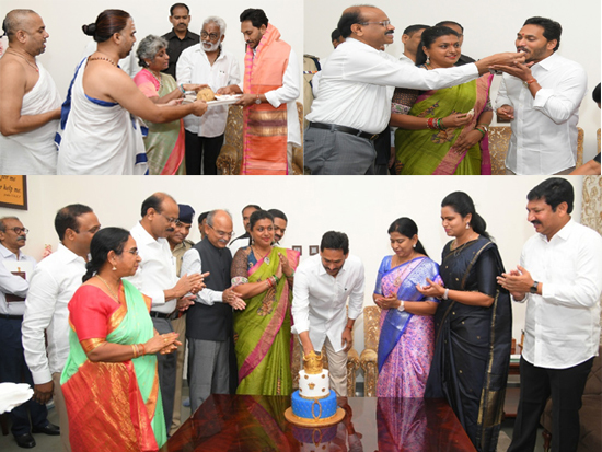 AP CM Ys Jagan Birthday Celebrations At Tadepalli Camp Office